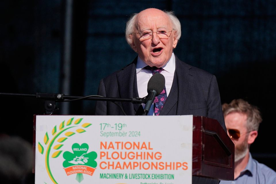 President of Ireland Michael D Higgins during the opening ceremony at the Ploughing Championships at Ratheniska, Co Laois. Photo: Niall Carson/PA Wire