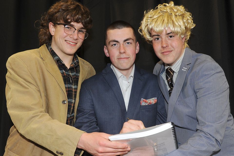 Oisín Kelly, Mark Dawe and Ryan Heaney are appearing in the Coláiste Rís production of the musical 'Little Shop of Horrors' in Táin Arts Centre, 1st-3rd May. Photo: Aidan Dullaghan/Newspics