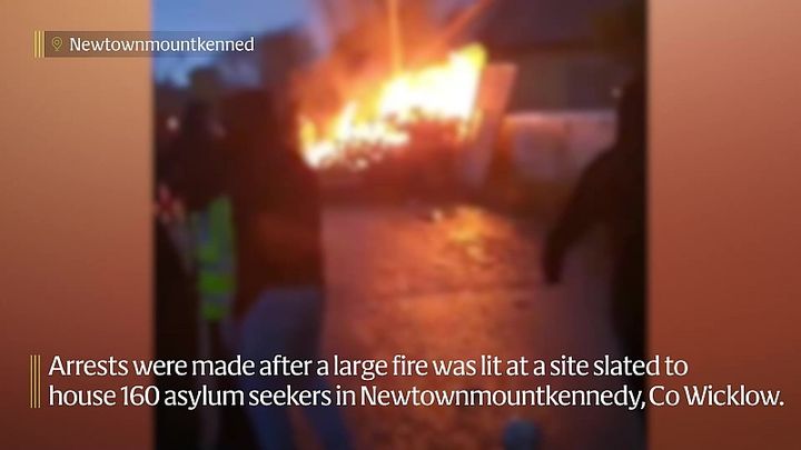 Six arrested as gardaí came under attack after fires lit at site slated to house asylum seekers in Wicklow