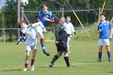 thumbnail: 19/05/15.Darragh Deegan gets the ball away under pressure from Aaron Rodgers during the Under 15s soccer final between Colaiste Phadraig CBS and Templeouge College at Peamount Utd.
Pic: Justin Farrelly.