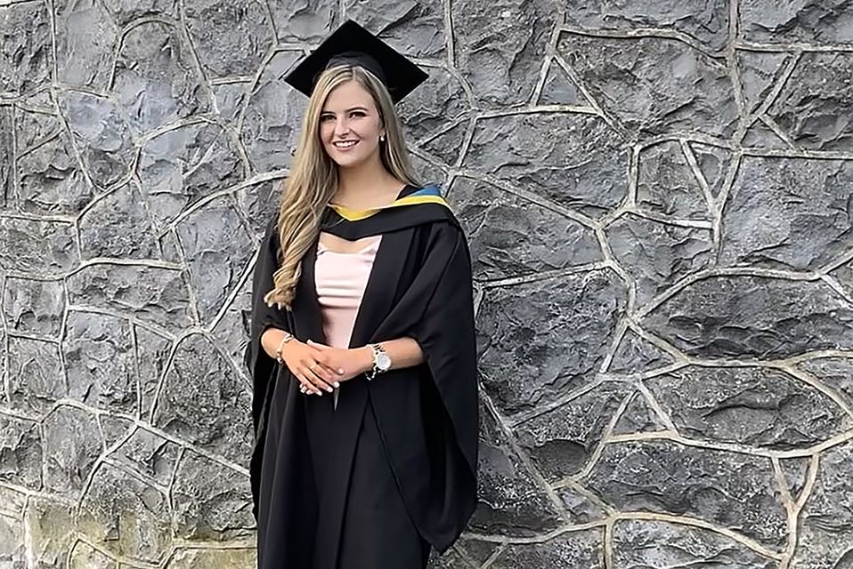 Ashling Murphy, who was killed while jogging along a canal bank in Tullamore, pictured on her graduation day. Photo: Steve Humphreys