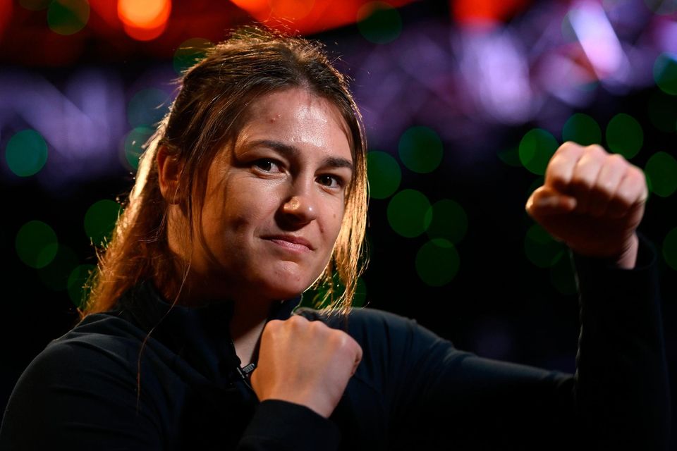 Katie Taylor will step up in weight class when she takes on Chantelle Cameron for the light-welterweight world title in Dublin's 3Arena on May 20. Photo: David Fitzgerald/Sportsfile