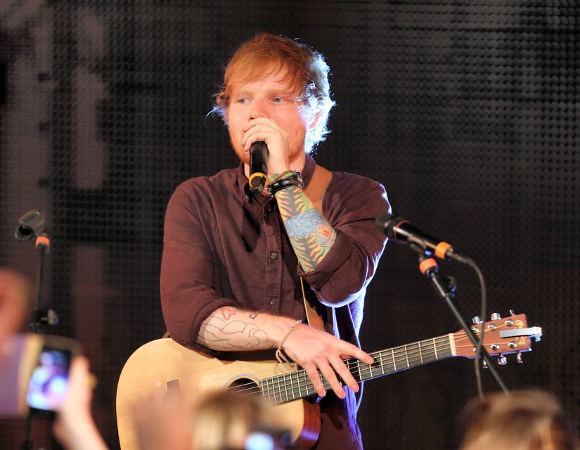 Singer Ed Sheeran pictured an during a private gig in  RTE Radio 1  studios . 
Pic : Frank Mc Grath