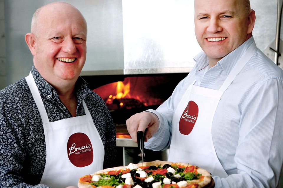 Sean Gallagher pictured with Derek Bresnan of Brezzis Wood Fired Pizza in Portmarnock, Co. Dublin. Photo: Gerry Mooney