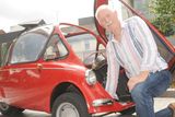 thumbnail: Hugh Tierney with his Heinkel in Market Square