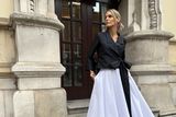thumbnail: 'Drew' wrapover jacket in flat poplin, also available in crepe, €595, and 'Coco' circular skirt in white pique, €595, andtate.com