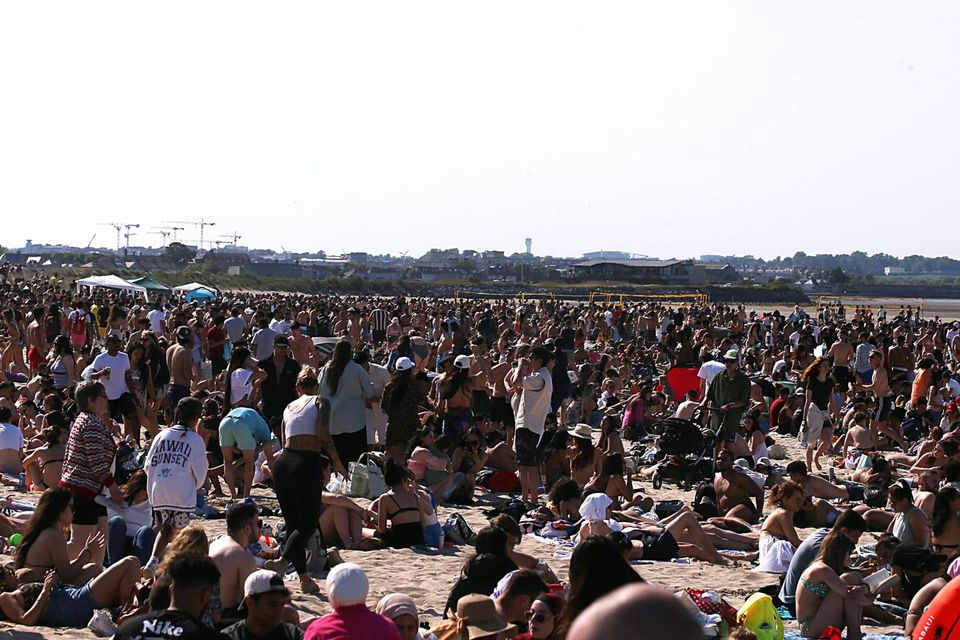 Massive crowds at Burrow Beech, Dublin, during the week. Photo: Stephen Collins/Collins Photos