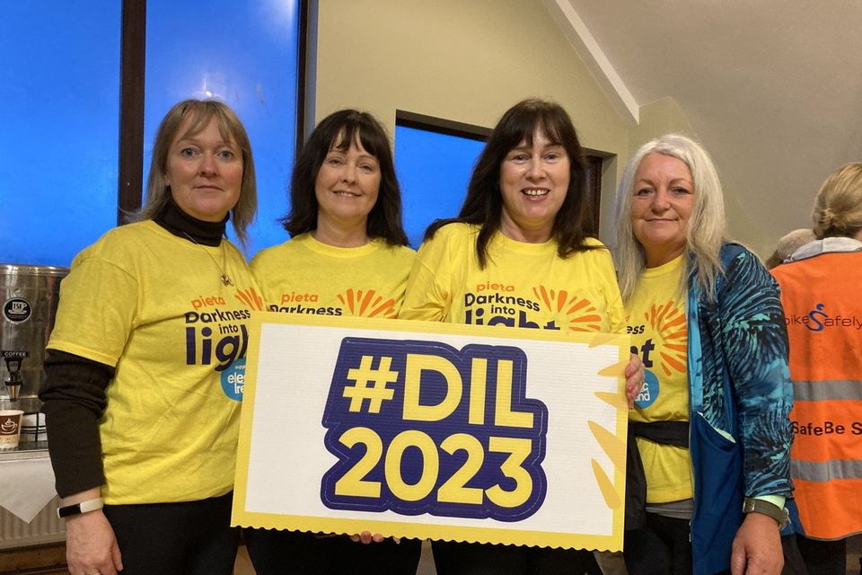 Some of the participants in this year's Inistioge Darkness Into Light dawn walk. 