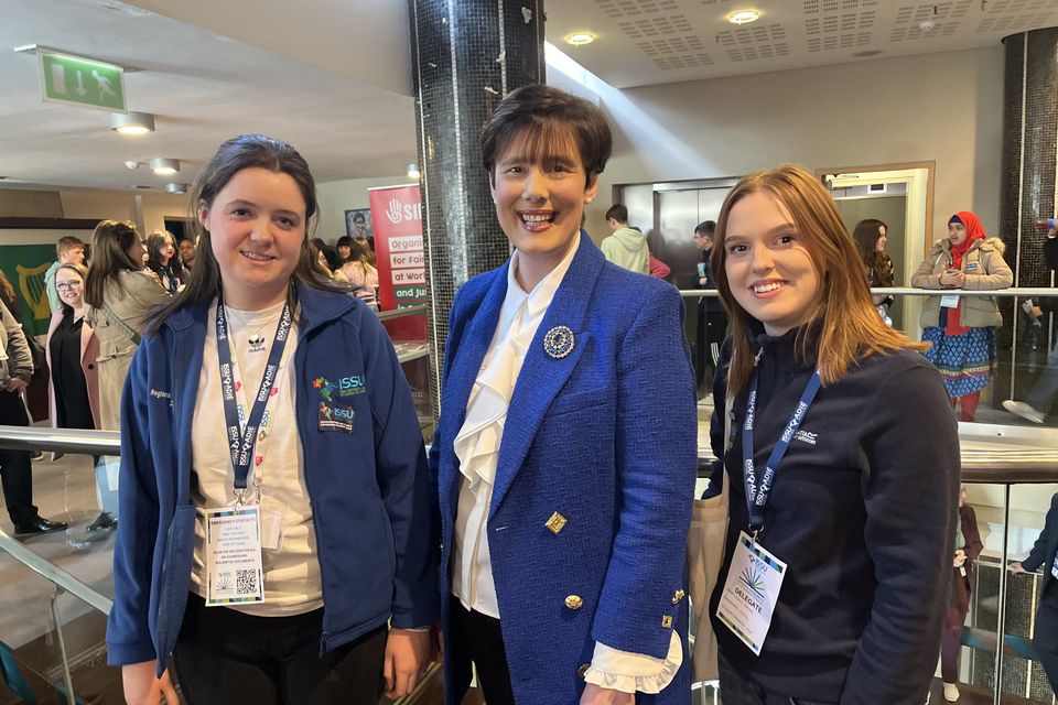 Sadhbh Ní Ailín (left) and Aideen Hannath (right) pictured with Minister Norma Foley