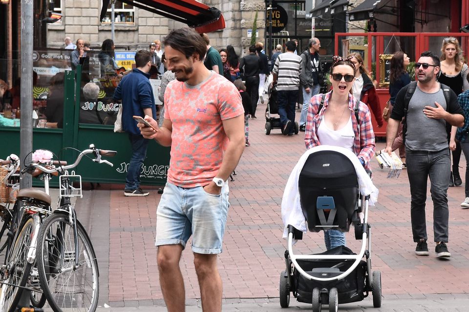 TV presenter Jennifer Maguire & husband Lauterio Zamparelli with new baby daughter.