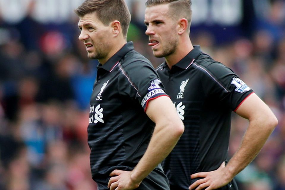Liverpool's Steven Gerrard and Jordan Henderson look dejected
Action Images via Reuters / Ed Sykes