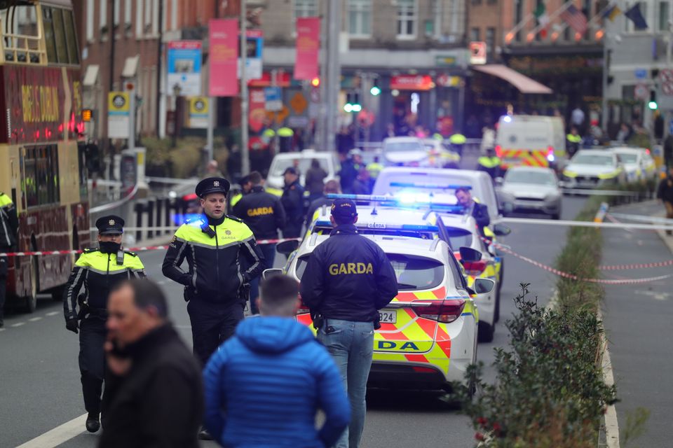 Garda at the scene of a serious incident on Parnell Square East this afternoon. Pic : Colin Keegan / Collins Photos