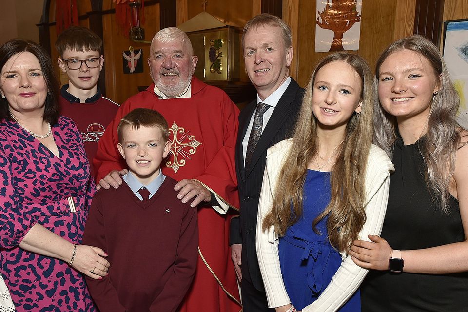 Páidí Buttle with his family and the V Rev. Joseph Power PP at the Ballyellis Confirmation in St Brigid's Church, Askamore. Photo: Jim Campbell