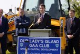 thumbnail: On Thursday morning in Our Lady's Island GAA at the sod turning for astro turf flood lighting and  hurling wall were pupils  from Scoil Mhuire Broadway who cheered on as Sean Pettit, Minister James Browne TD and Minister Jack Chambers  TD turned the sod.Minister Jack Chambers speaking.