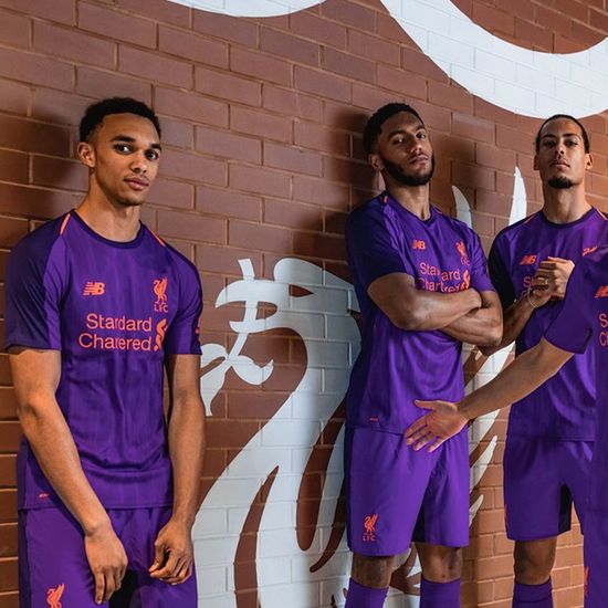 Liverpool FC Mo Salah 2018 - 2019 Jersey Champions League Away Jersey  Purple LFC