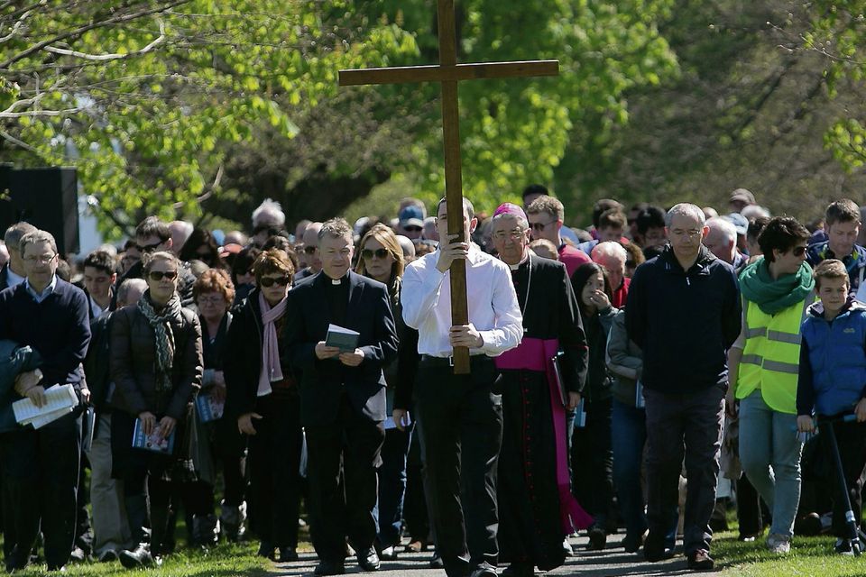 Archbishop Diarmuid Martin (centre) at the 'Way of the Cross' in the Phoenix Park. Picture: Frank McGrath