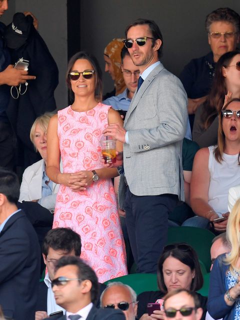 Pippa Middleton and James Matthews attend day nine of the Wimbledon Tennis Championships at Wimbledon on July 06, 2016 in London, England.  (Photo by Karwai Tang/WireImage)