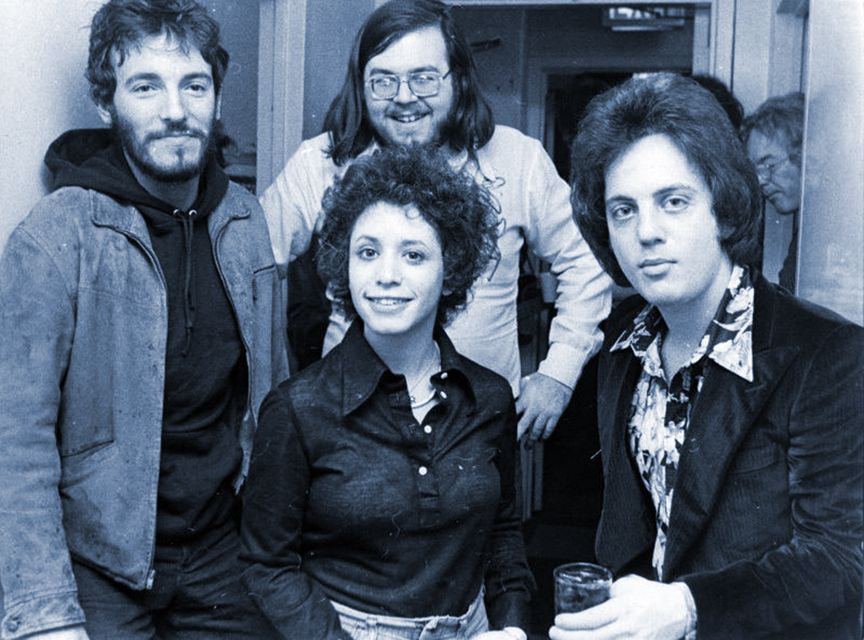 Janis Ian in 1973 with Bruce Springsteen, Billy Joel and DJ Ed Sciaky. Picture by Peter Cunningham