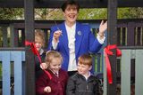 thumbnail: Minister for Education Norma Foley pictured officially opening the new 'outdoor classroom' at Scoil Naomh Eirc in Kilmoyley.