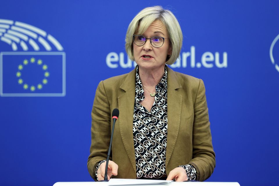 Mairead McGuinness gave a less-than-rousing introduction speech for Simon Harris at Fine Gael’s ard fheis. Photo: Getty