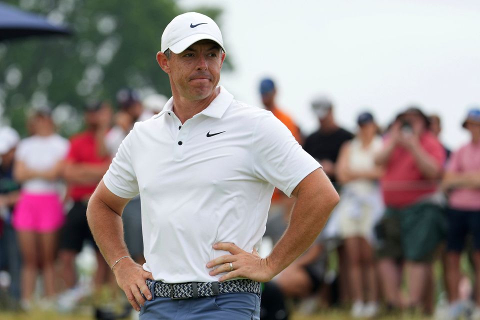 Rory McIlroy on the 11th green after putting in during the final round of the US Open at Oakmont Country Club. Photo: Gene J Puskar/AP