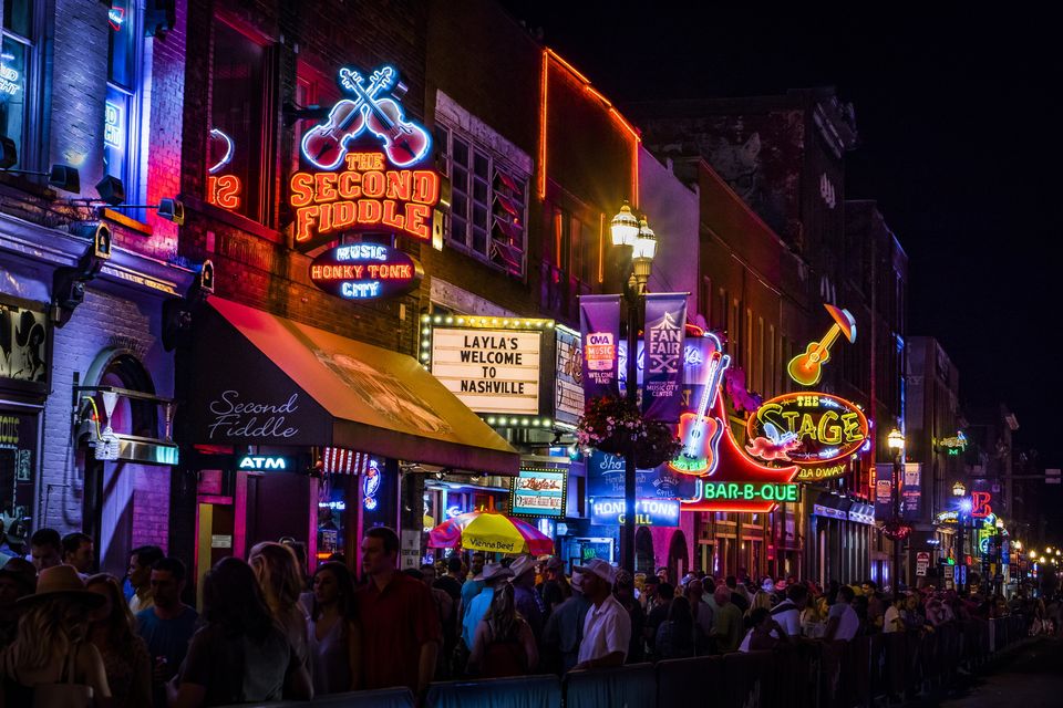 Broadway is country music-mad Nashville's entertainment hub. Photo: Getty