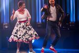 thumbnail: Majella O’Donnell does the jive for Arc Cancer Support Services on the Late Late Show charity Dance Off. Picture Andres Poveda