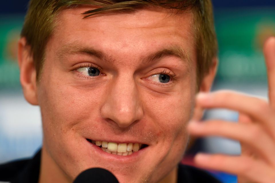 Real Madrid's German midfielder Toni Kroos addresses a press conferences on the eve of the last 16, first-leg UEFA Champions League football match Schalke 04 vs Real Madrid in Gelsenkirchen, western Germany on February 17, 2015