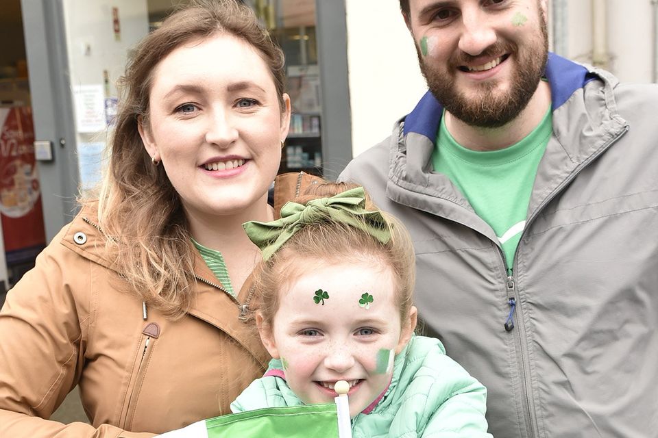 Natasha Doyle, Hannah Pearl and Declan Doyle attended the St Patrick's Day parade in Gorey. Pic: Jim Campbell