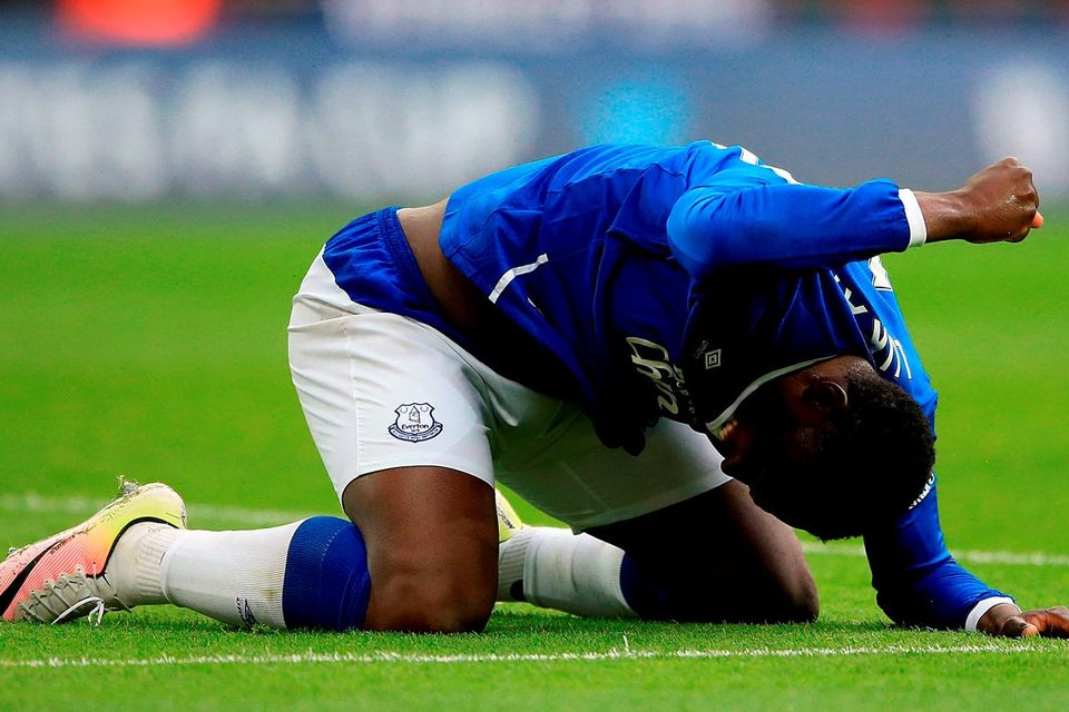 Everton's Romelu Lukaku reacts during the Emirates FA Cup, Semi-Final match at Wembley