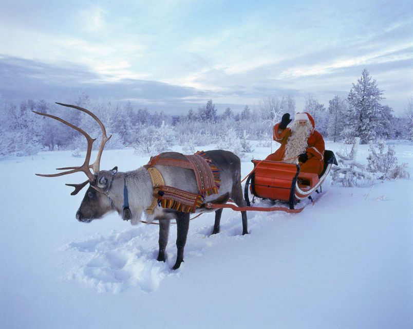 Santa Claus waves in Rovaniemi in Finnish Lapland (Stock picture)