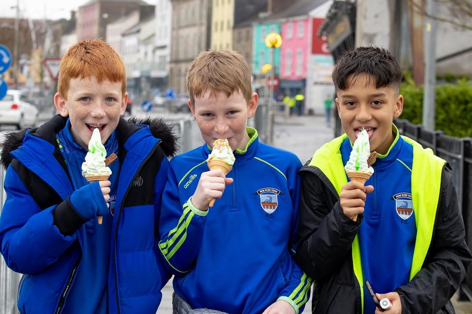 Jack McGrath, Jamie Foley and Ameer Riaz enjoying some ice-creams.