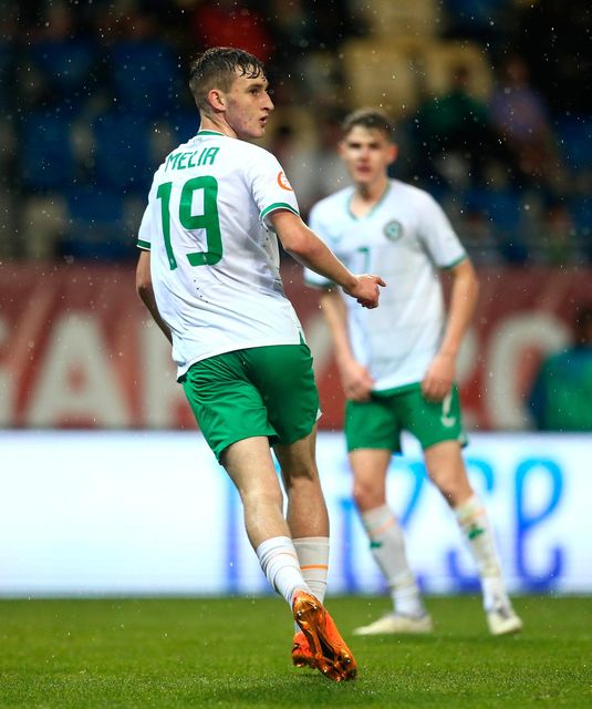 Mason Melia of Republic of Ireland celebrates after scoring his side's third goal.