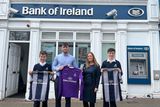 thumbnail: (l-r) Isaac Cacone, Teacher Cormac Byrne, Gillian Dunne, Bank of Ireland Customer Service Manager and Matthew Ryan,football team captain.