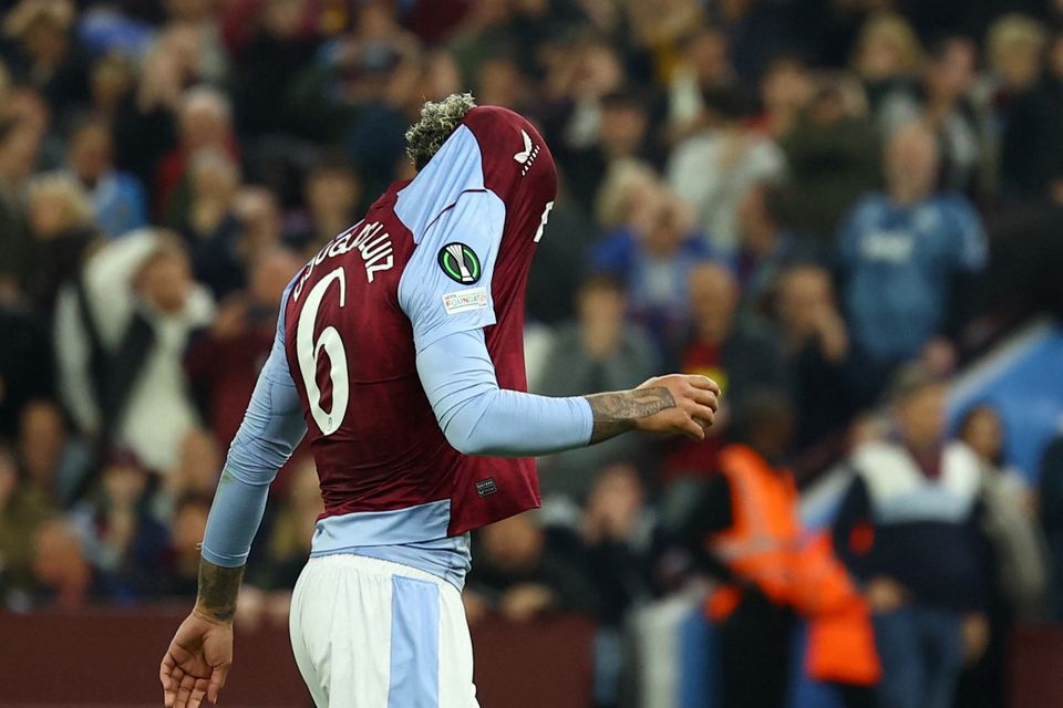 Douglas Luiz missed a second-half penalty for Aston Villa.
