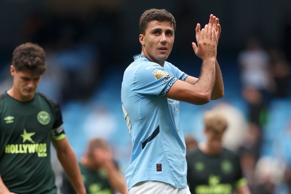 While Rodri has become a scorer of important goals, his main role is helping others to get the glory. Photo: Getty