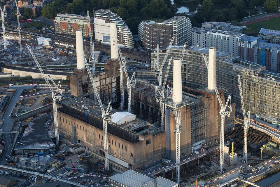 An aerial view of the construction work at Battersea Power Station in central London (PA)