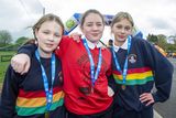 thumbnail: Freya Buckley, Mary Fitzpatrick and Olivia Rajek from Scoil Naomh Iosaf, Baltinglass at the Marathon Kids Run in Ballymore Eustace GAA. Photo: Michael Kelly