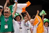 thumbnail: 30 July 2015; Team Ireland supporters celebrate a score during the SO Ecuador v SO Ireland qualifier basketball game at the Galen Center. Special Olympics World Summer Games, Los Angeles, California, United States. Picture credit: Ray McManus / SPORTSFILE