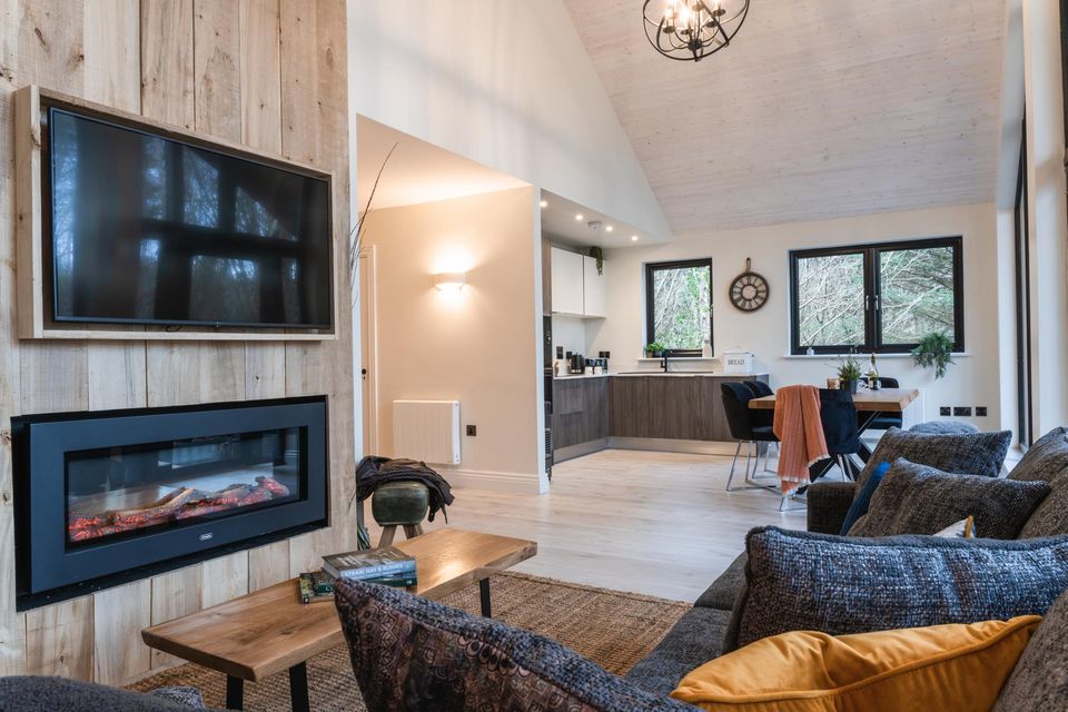 The light-filled living area in one of the lodges