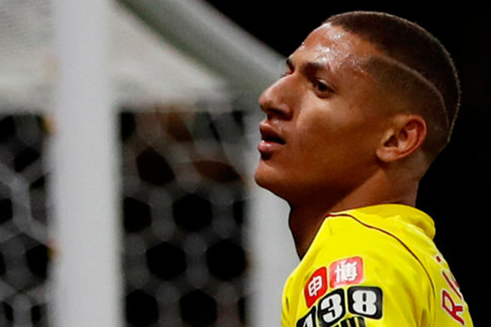 Richarlison was accused of diving under a challenge from Hector Bellerin to win the penalty from which Watford levelled the game before going on to win. Photo: Reuters/Paul Childs