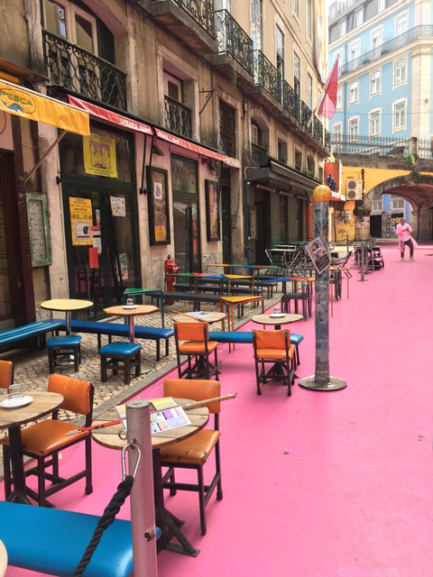 The pink painted street
