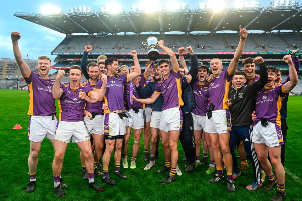 Kilmacud Crokes players celebrate after winning the Leinster club SFC final at Croke Park on Saturday. Photo by Daire Brennan/Sportsfile