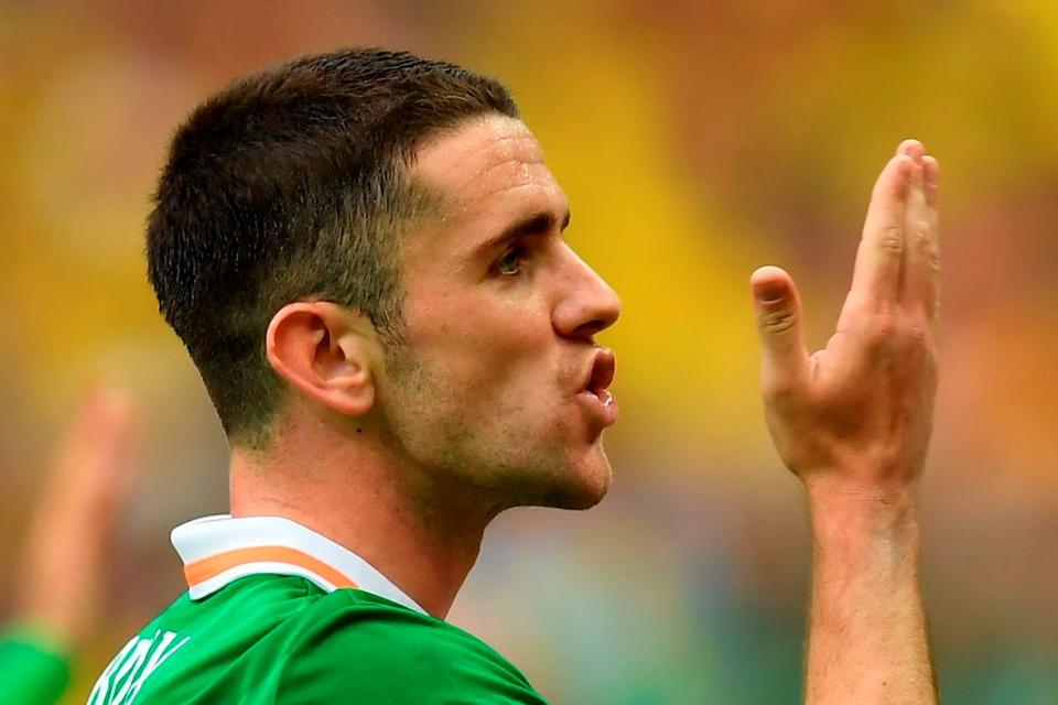 Robbie Brady of Republic of Ireland acknowledges the supporters after the match between Republic of Ireland and Sweden. Photo: Stephen McCarthy/Sportsfile