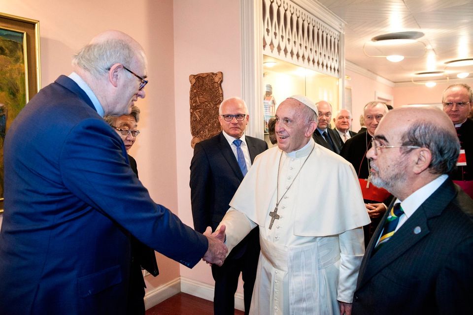 European Commissioner Phil Hogan is greeted by Pope Francis in Rome