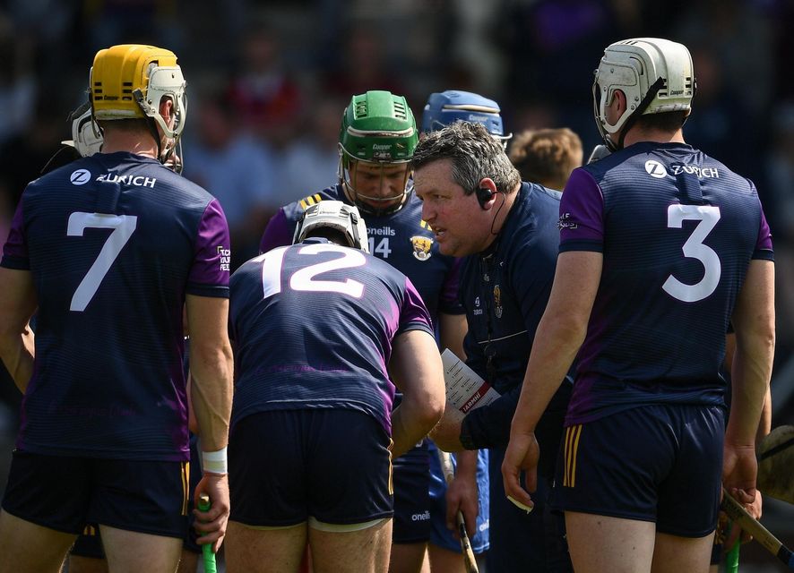 Wexford manager Darragh Egan gives instructions to his team Photo by Daire Brennan/Sportsfile