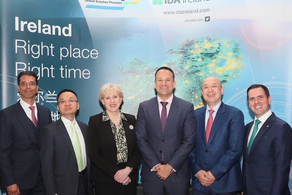 Former taoiseach Leo Varadkar and WuXi Biologics’ Chris Chen (second from left) in 2018
