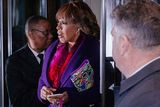 thumbnail: Gayle King leaves The Mark Hotel after attending the baby shower for Meghan, Duchess of Sussex, Wednesday, Feb. 20, 2019, in New York. (AP Photo/Kevin Hagen)