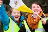 thumbnail: Young girls waving flags as Pope Francis arrives at Knock Shrine.
Pic Steve Humphreys
26th August 2018