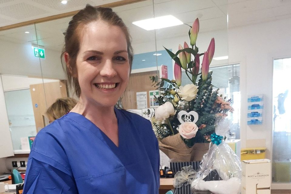 Dedicated: Nurse Aisling McGarrell spent what should have been her wedding day working on the frontline in Our Lady of Lourdes Hospital in Drogheda. Photo: Ciara Wilkinson